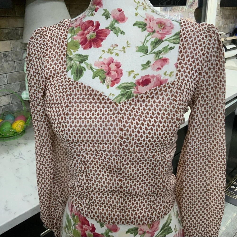 Abercrombie & Fitch Puff Sleeve Crop Top Women’s S Smocked Milkmaid Cottage Boho